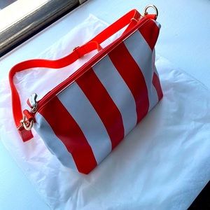 NWOT Orange and White Striped Bag